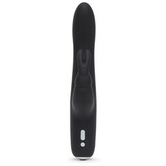 Черный вибратор с клиторальным отростком Greedy Girl Slimline Rabbit Vibrator - 22,8 см. - 