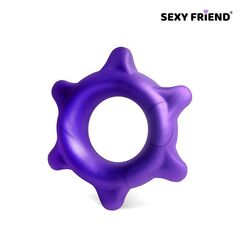 Фиолетовое эрекционное кольцо с шипиками - 