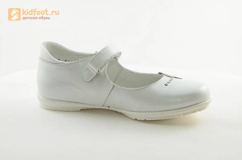 Туфли Тотто из натуральной кожи на липучке для девочек, цвет Белый, 10204D. Изображение 2 из 16.