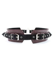 Бордовый пояс с колечками для крепления наручников Maroon Leather Belt - 