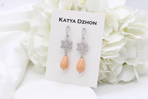 Серьги Katya Dzhon с оранжевыми каплями майорки
