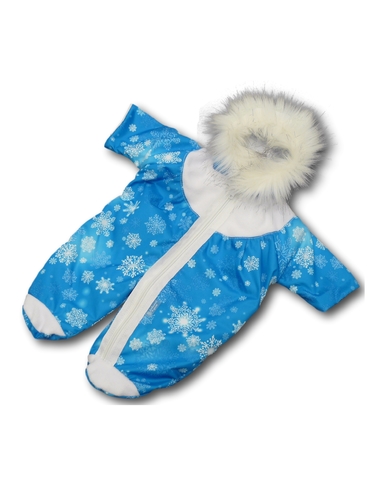 Комбинезон с мехом - Голубой 1. Одежда для кукол, пупсов и мягких игрушек.