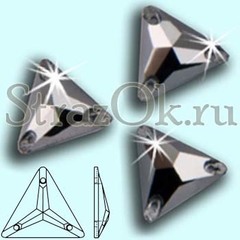 Стразы пришивные стеклянные Triangle Jet Hematite, Треугольник Джет Гематит, черный металлик на StrazOK.ru