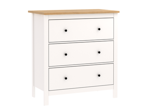 Комод Сага 3 ящика, 92*51*100,7 см, белый/ясень