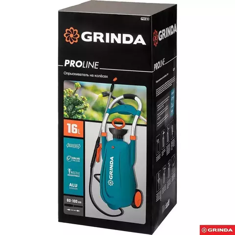 GRINDA PW-16, 16 л, на колёсах, колба из первичного полиэтилена, с широкой горловиной, опрыскиватель, PROLine (8-425163)