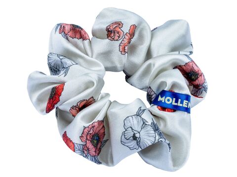 Широкая шелковая резинка для волос Mollen Маки