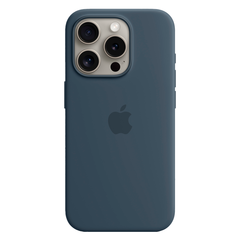 Силиконовый чехол с поддержкой MagSafe Apple Silicone Case для iPhone 15 Pro, Storm Blue (Штормовое небо)