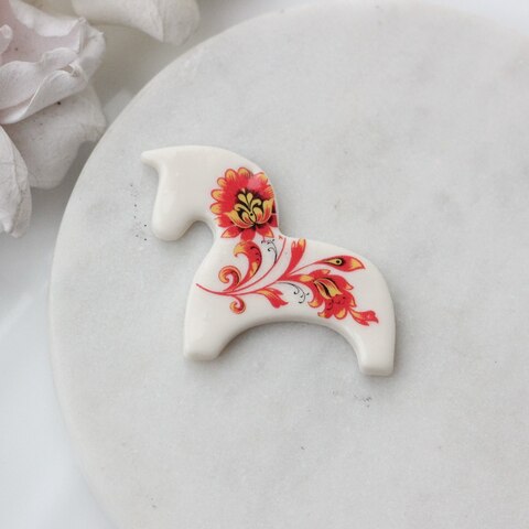 Подвеска Лошадка, хохлома, 32*42 мм, S019