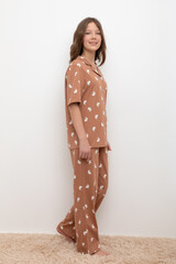 пижама  для девочки  КБ 2829/кофейный мусс,белый кролик