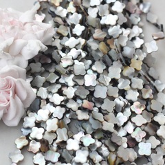 Перламутр натуральный стальной, клевер 12 мм, 1 нить, ПР109