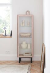 Шкаф витрина, 50х31х151, Виби, сервант для посуды, для книг, в стиле лофт, массив дуба, MAKOSA