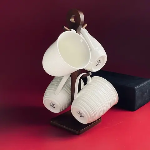 Набор из 4 кружек Lefard Tropical на деревянной подставке, 380 мл - купить 1