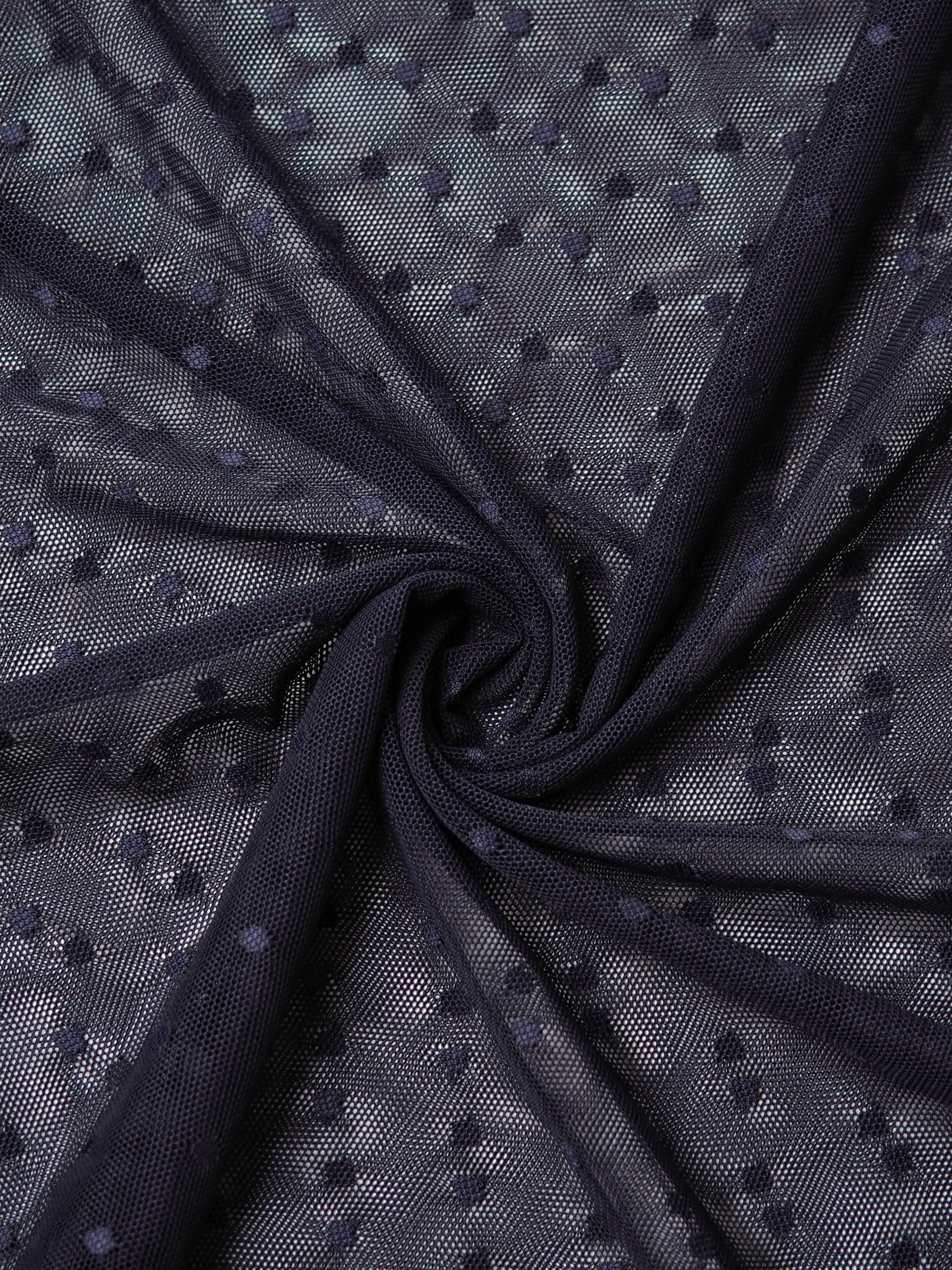 Сетка эластичная иссиня-черная в горошек 5 мм метражом