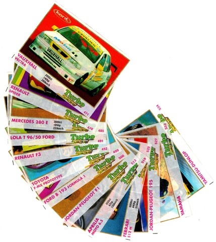 Вкладыши от жвачки Turbo Sport - Турбо Спорт 13 штук без повторов. Серия 471 - 540