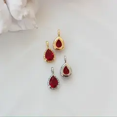 Подвеска Капля с красным фианитом, 15*8 мм, позолота, П411