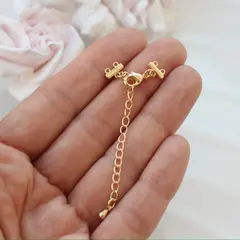 Замочек карабин с коннектором 10*5 мм для многорядных колье, 2 нити, позолота З065