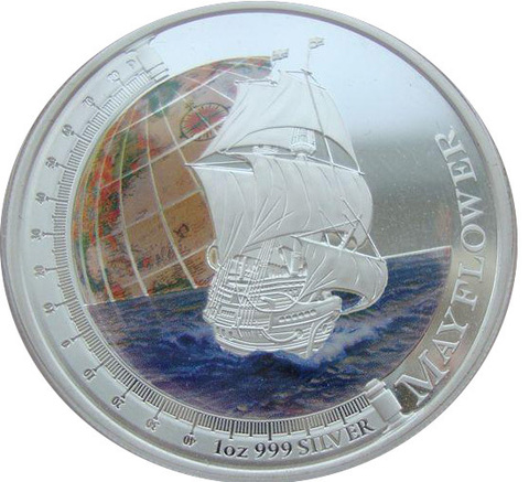 Тувалу 1 доллар 2012 Корабль парусник Мейфлауэр СЕРЕБРО Корабли, которые изменили мир