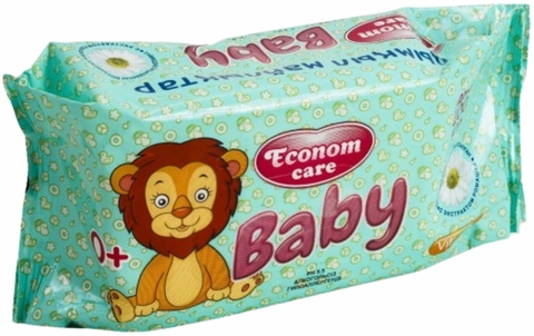 Салфетки влажные ECONOM CARE Baby Ромашка 100 шт КАЗАХСТАН