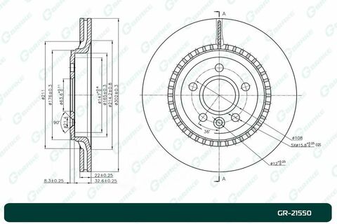 Диск тормозной вентилируемый G-brake  GR-21550