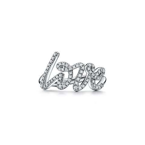 Кольцо из белого золота и бриллиантов 💎💙 Tiffany, love graffiti, В наличии