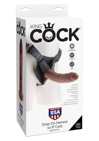 Коричневый страпон на трусиках Strap-on Harness Cock - 20,3 см.