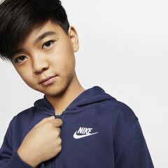 Детская толстовка Nike NSW Hoodie FZ Club B - midnight navy/midnight navy/white