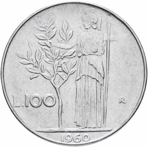 Италия 100 лир 1955-1989 (случайный год) XF-AU