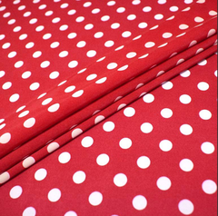 Ткань плательная Кашибо белый горох на красном, d 1,2 см
