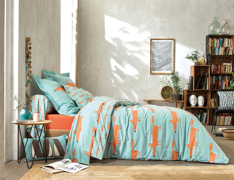 Постельное белье 1.5 спальное Blanc des Vosges Mr Fox Celadon