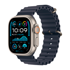 Умные часы Apple Watch Ultra 2 (2024) GPS + Cellular, 49mm, Natural Titanium Case with Navy Ocean Band, (Темно-синий)
