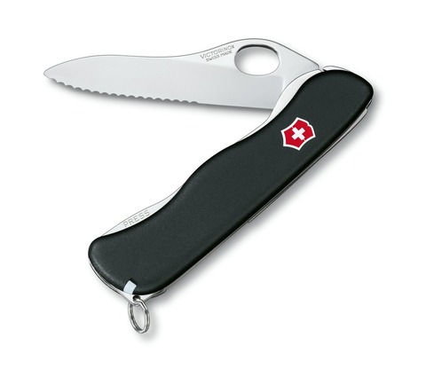 Складной нож Victorinox Sentinel One Hand Black с серрейторным лезвием (0.8413.MW3) - Wenger-Victorinox.Ru