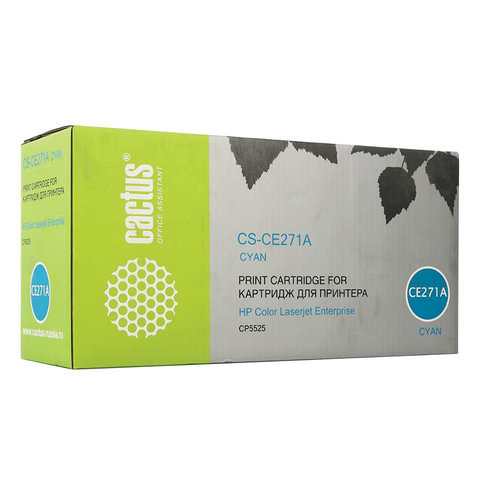 Картридж лазерный CACTUS (CS-CE271A) для HP ColorLaserJet CP5525, голубой, ресурс 15000 стр., CS-CE271A(R)