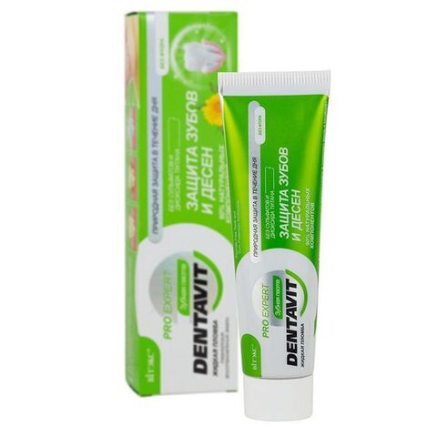 Зубная паста Dentavit Pro Expert  защита зубов и десен , 90% натуральных компонентов , без фтора , 85 гр