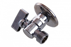 Кран шаровой угловой, с удлиненной резьбой, хромированный ДУ15 1/2-1/2 н-н AQUALINK флажок (3969)