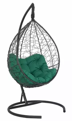 Подвесное кресло-кокон SEVILLA RELAX черное, зеленая подушка (Laura Outdoor)