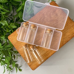 Баночки-бутылочки для хранения, прозрачные, в контейнере, 2,1*5 см, набор 5 шт.