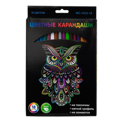 
          Карандаши цветные, Basir, пластиковые, серия "Сова", цветная упаковка, 18 шт