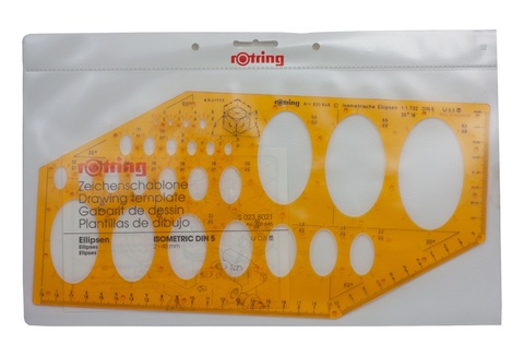 Шаблон изометрических эллипсов Rotring пластик 310x195x2 mm желтый/прозрачный 1:1,732 (S0238021)