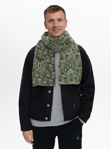 Шарф «Медвежий След» цвета хаки (Без бахромы)