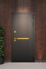 Входная металлическая дверь с зеркалом Брендорс Арт Деко 075 Зеркало 3D Белый софт (черная фурнитура)