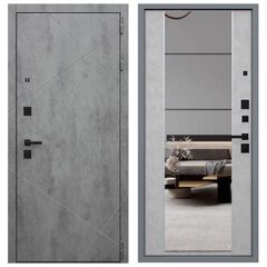 Купить Входная дверь Дуэт Б бетон тёмный ПВХ бетон светлый с зеркалом