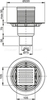 Сливной трап 105 × 105/50/75, подводка – прямая, решетка латунь-хром, гидрозатвор – мокрый, арт. APV AlcaPlast