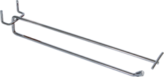 Крючок для перфорации одинарный с ценникодерж.250 мм.(ПП 019 250/45), хром, d=4.5 мм, шаг 45 мм, МС