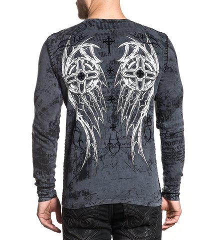 Xtreme Couture | Пуловер мужской Darker Side Thermal X1846I от Affliction с крыльями спина на модели