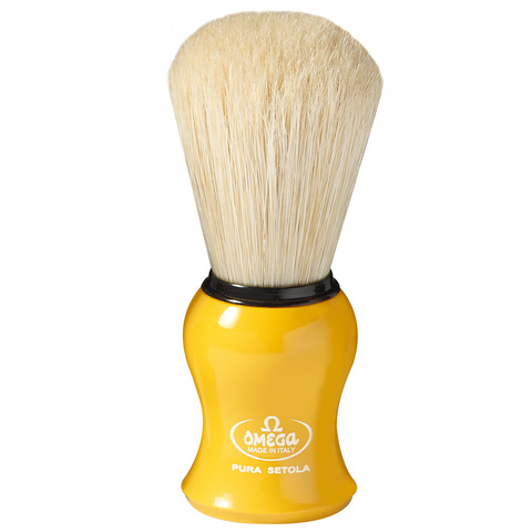 Помазок для бритья omega желтый натуральный кабан 10065