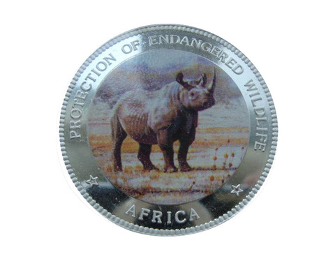 Уганда 2000 шиллингов 1996 Носорог Африканские животные СЕРЕБРО