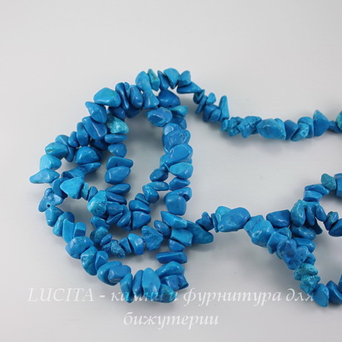 Бусина Бирюза искусств.(тониров), крошка, цвет - голубой, 5-12 мм, нить