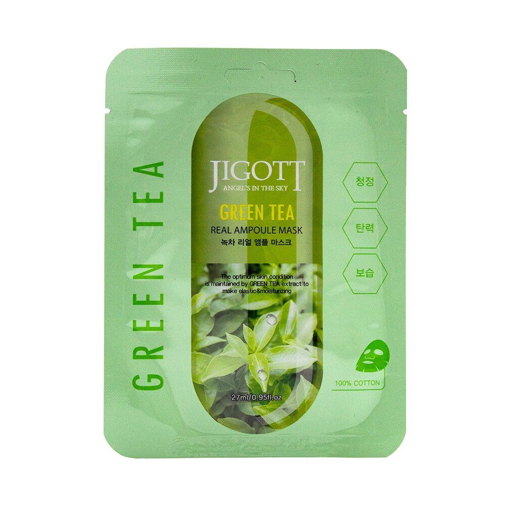 Тканевая маска c экстрактом зеленого чая Jigott Green Tea Real Ampoule