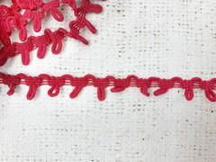 Тесьма с эластичными петлями, 8х10 м, ш. 1,5 см, тёмно-красный