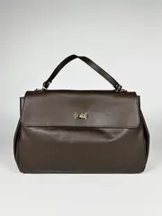 Женская сумка из натуральной кожи ягненка коричневого цвета